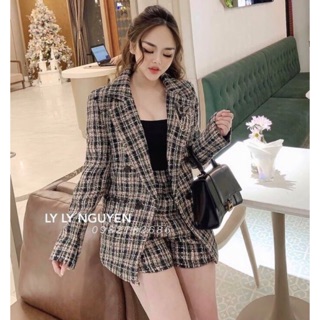 Set áo vest quần sooc dạ sang chảnh