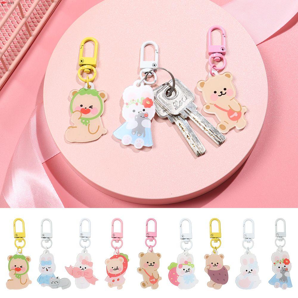 Móc chìa khóa hình gấu/ thỏ bằng acrylic thời trang cho nữ