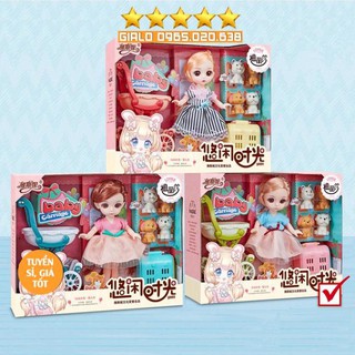 Búp Bê công chúa 3D giao ngẫu nhiên kèm phụ kiện váy dạ hội-thú cưng-xe đẩy-Đồ chơi bé gái