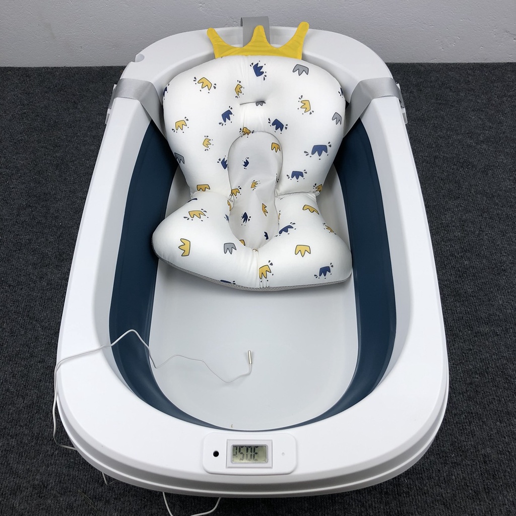 Chậu tắm cho bé từ sơ sinh đến 5 tuổi nhiệt kế và phao bơi  GENMAMA,Thau tắm cho bé đa năng gấp gọn tiện ích