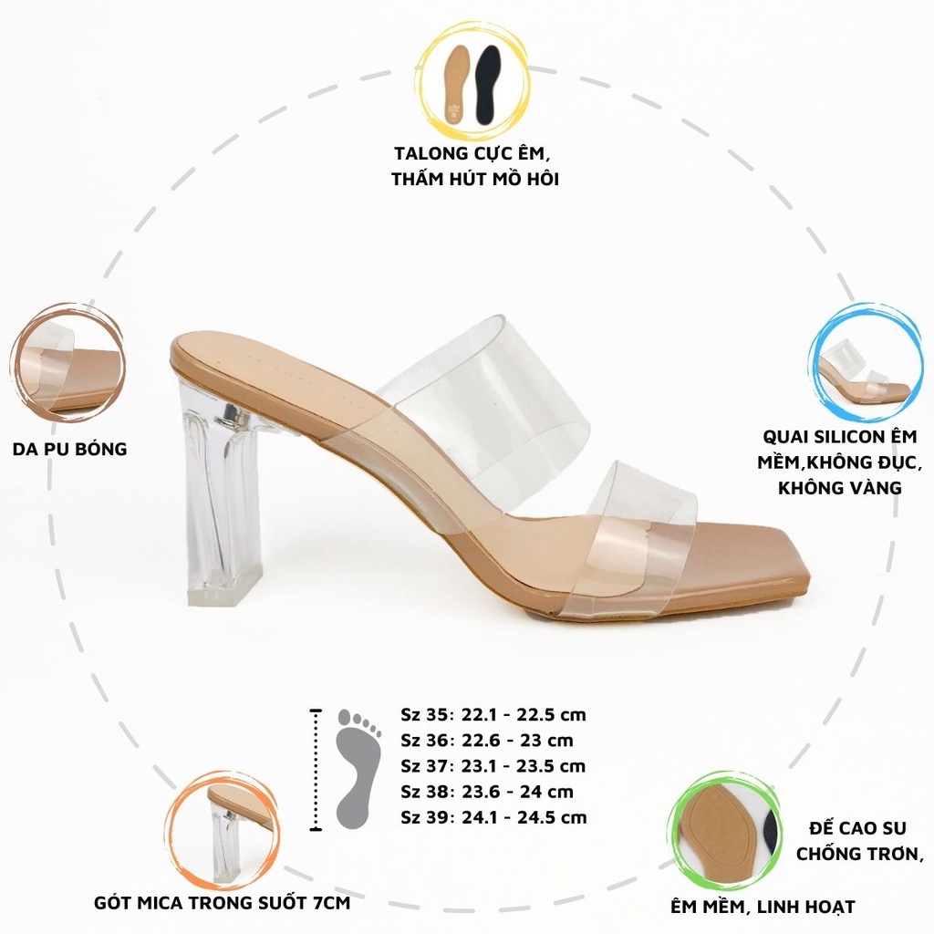 Dép Cao Gót 7P Quai Trong HADU GD59 Hàng Cao Cấp Mika Êm Mềm, BH 24 Tháng