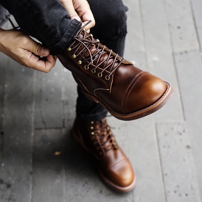 Giày boot nam cao cổ màu nâu REDWING IRON, giày da thật cổ điển TONKIN