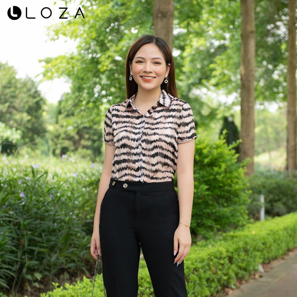 [Mã FASHIONMALLT4 giảm 15% đơn 150k] [FREESHIP 50K] Áo sơ mi nữ LOZA cổ đức côc tay - LS1418