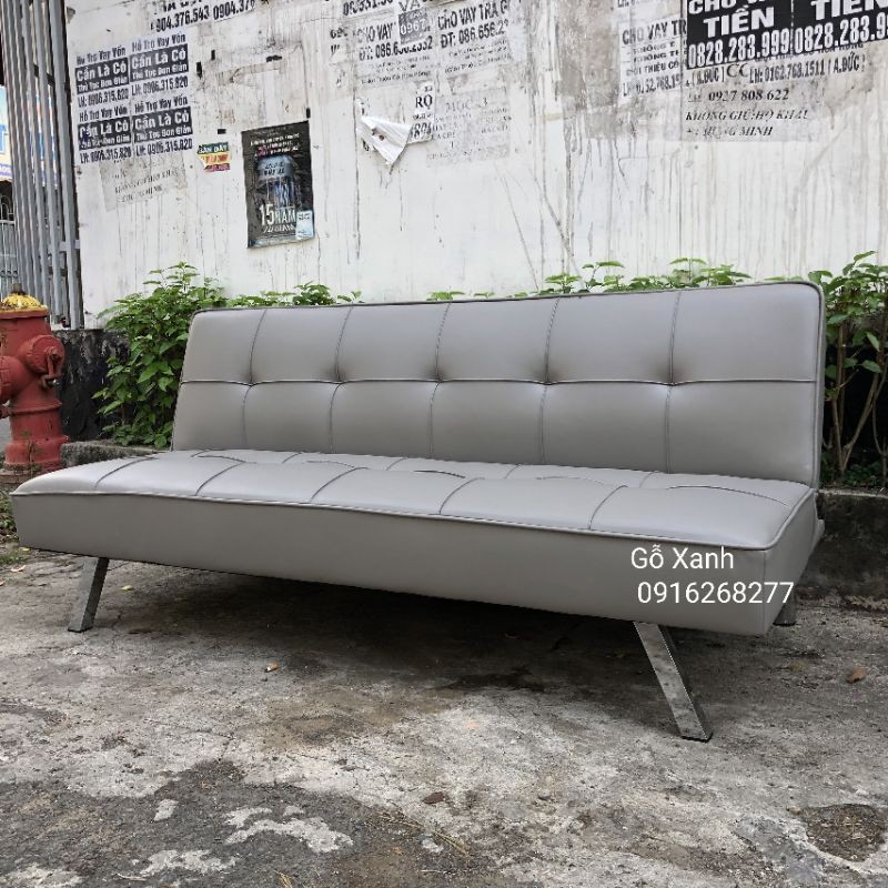 Sofa Bed bọc da màu xám độc đáo - Ghế có thể dùng làm giường ngủ