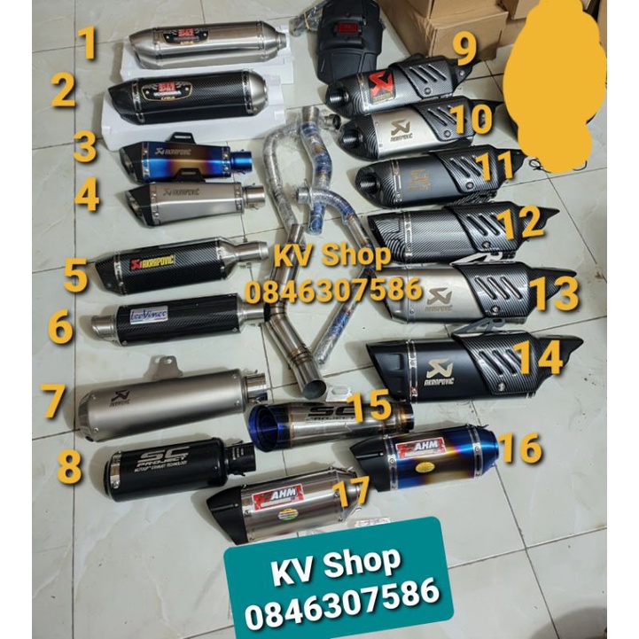 Tổng hợp các loại Pô AK R1, Mivv, AHM, Leovice, Yoshimura r77, SC, AK R3