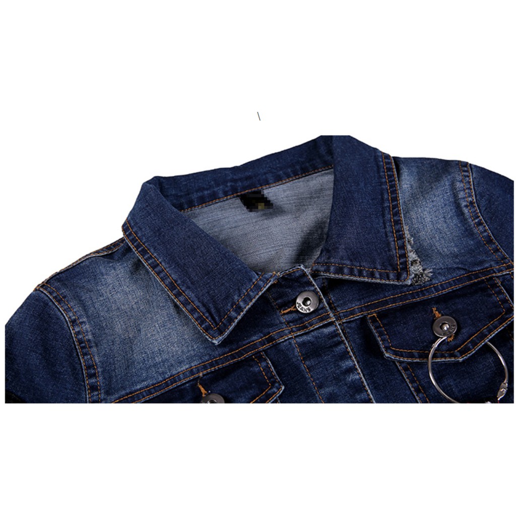 Plus Size S-5XL Spring Women Outerwear BF Casual Slim Long Sleeve Jean Jacket Embroidery Pocket Button Short Denim Coat