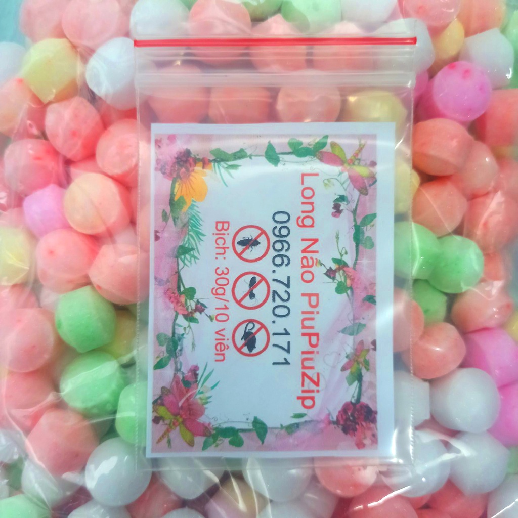 1 BỊCH BĂNG PHIẾN LONG NÃO PIUPIUZIP ĐUỔI KIẾN GIÁN KHỬ MÙI HÔI (60gr) - 20 Viên Tặng Túi Treo Tiện Lợi