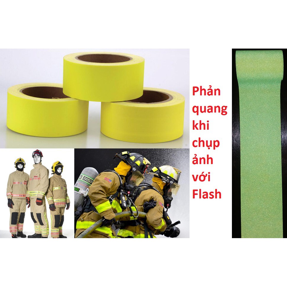 2 mét x 5cm Vải Phản Quang May Lên Quần Áo (màu Vàng Chanh)