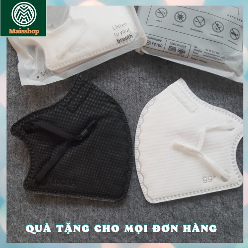 COMBO 3 chiếc khẩu trang Mona N99 ngăn đến 99% hạt bụi siêu mịn có kích thước từ 0,3 Mircromet