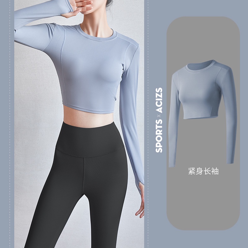 Áo Tập Gym Croptop Dài Tay Nữ Tập Yoga Thể Thao Mặc Tôn Dáng Vải Cao Cấp, Co Giãn 4 Chiều