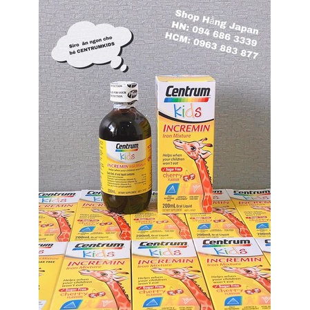 Siro Centrum Kids Incremin iron mixture Úc cho bé biếng ăn 200ml