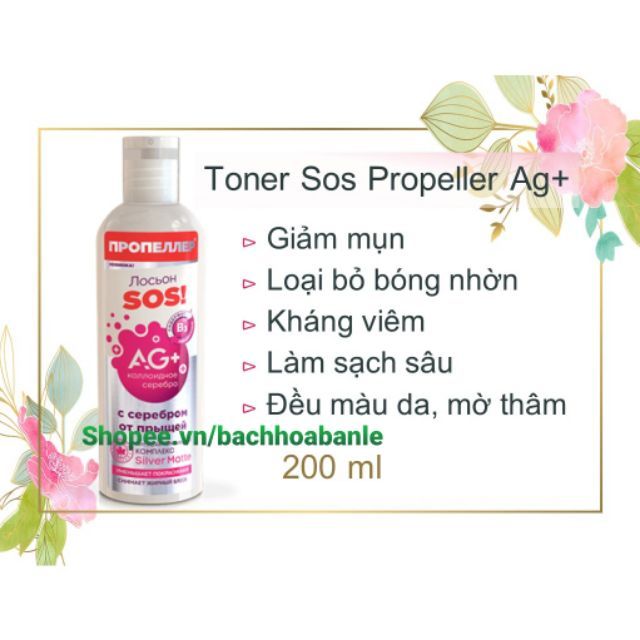 Toner SOS Propeller AG+ _ Toner loại bỏ mụn, kiềm dầu, mờ thâm mụn