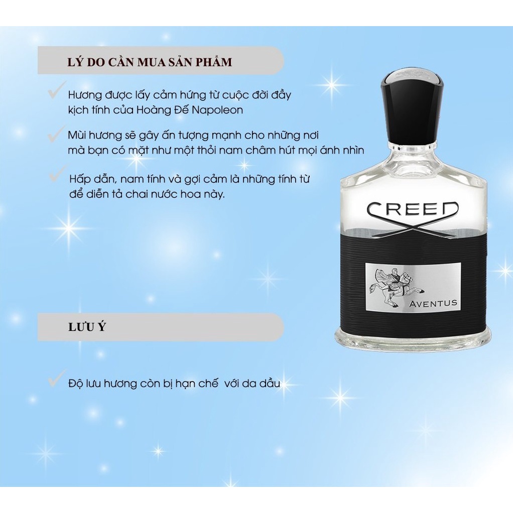 Nước hoa Nam Tính Creed Aventus mạnh mẽ đầy cuốn hút - Dầu thơm nam EDP dung tích 100ml lưu hương lâu