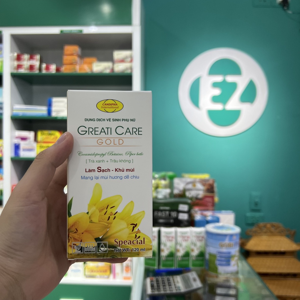 Dung dịch vệ sinh phụ nữ Greati care gold hỗ trợ làm sạch vùng kín, dưỡng ẩm, bảo vệ vùng kín tốt nhất Ez pharmacy