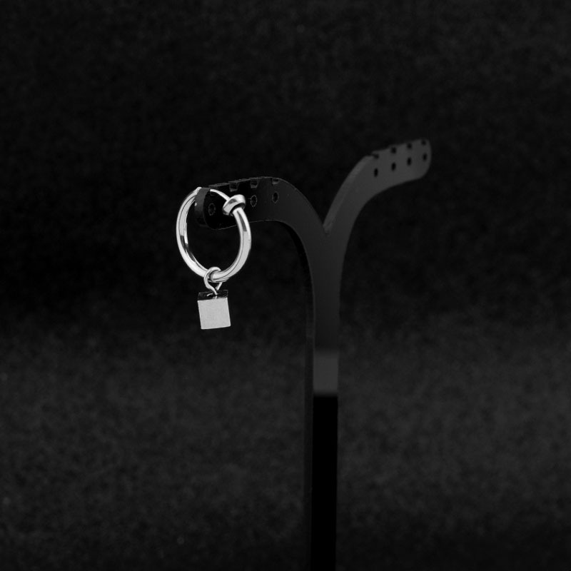 Khuyên tai kẹp mặt vuông bằng thép không gỉ đơn giản thời trang 22632