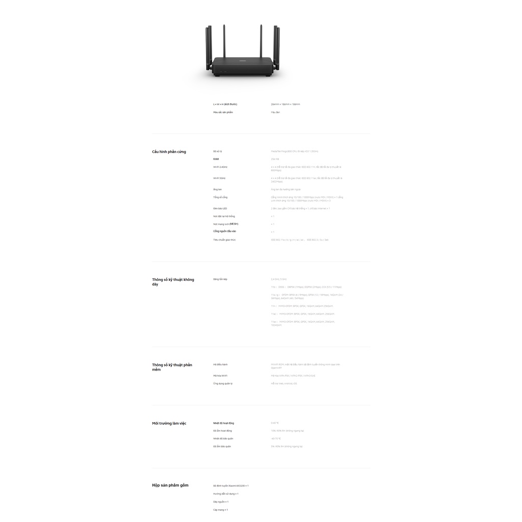 Bộ phát WiFi Xiaomi Mi Router AX3200, WiFi 6, Quốc Tế