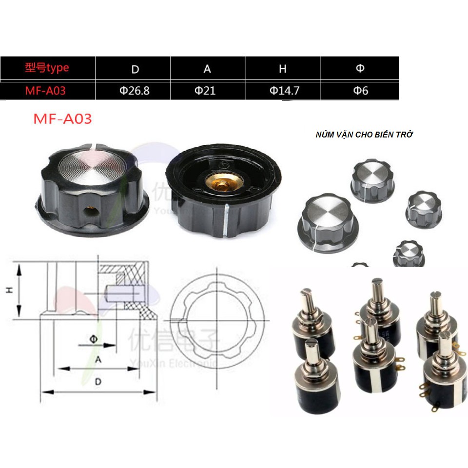 Núm vặn biến trở/núm chiết áp/nắp chụp MF-A03