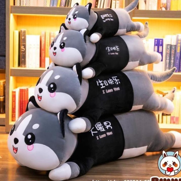Gấu Bông Mèo Bi Xám size 1m1/1m4, Gấu Ôm Mèo Husky Mèo Bông Siêu To Khổng Lồ Siêu Êm Mịn -  𝐁𝐔𝐍𝐍𝐘