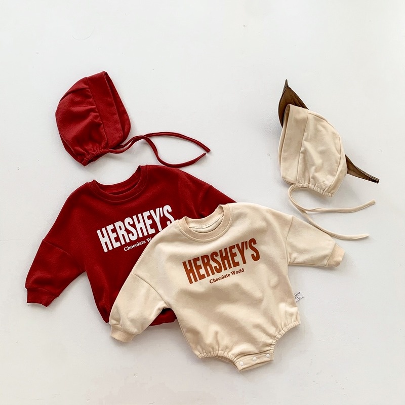 Bộ áo liền quần Cotton tay dài + mũ thời trang cho bé sơ sinh