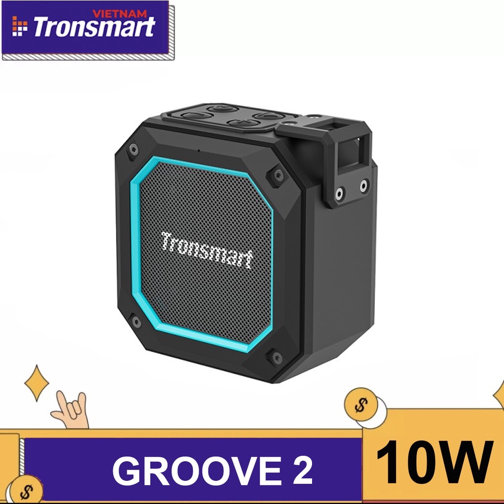 Loa Di Động Tronsmart Groove 2 công suất 10W, Bluetooth Loa 5.3 chống nước IPX7