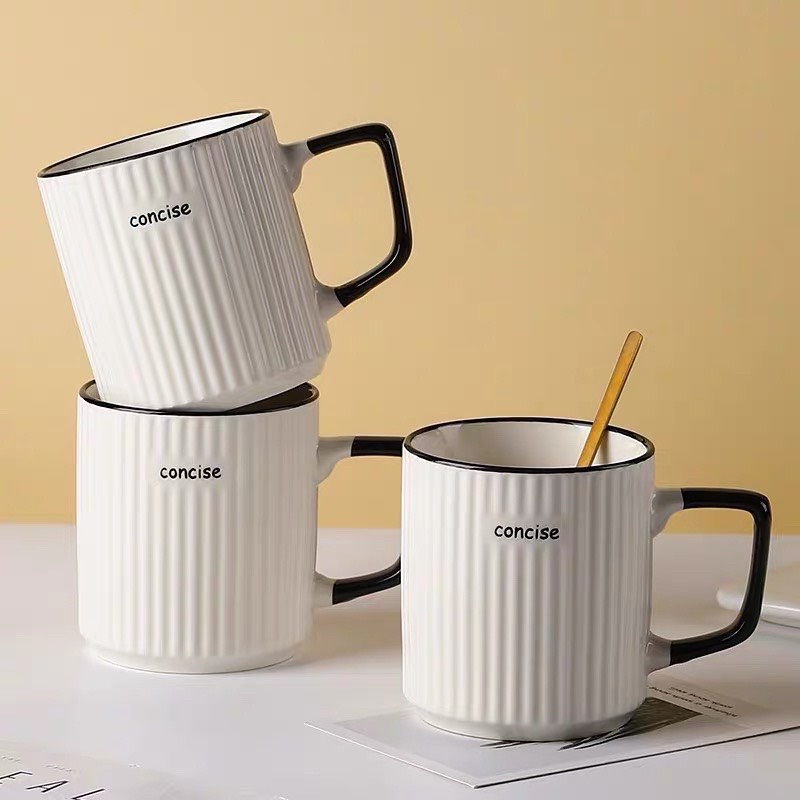 Mã 3S-01 Cốc sứ,ly sứ trắng 400ml CONCISE phong cách PHÁP