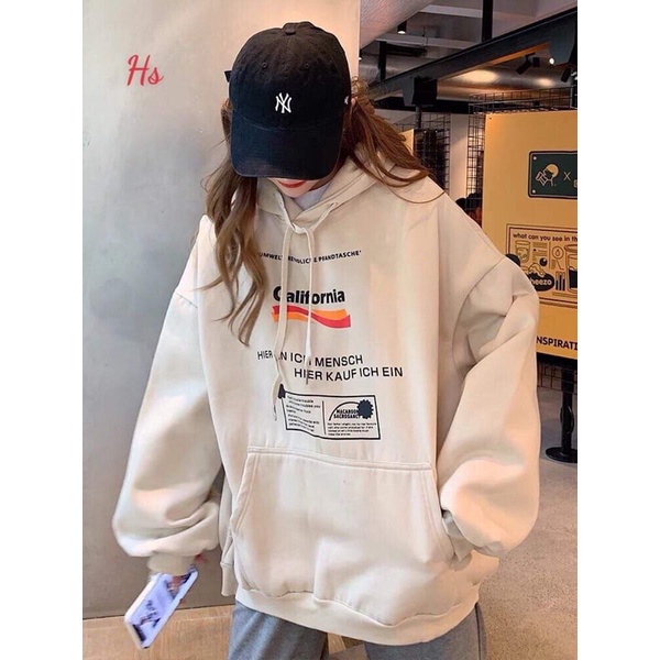 Áo Hoodie Nỉ Unisex CALIFOR Dáng Rộng 2 Màu