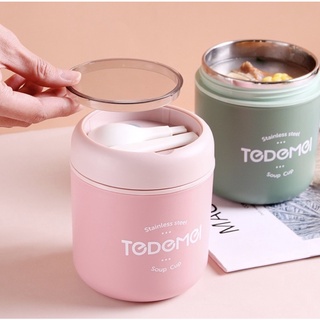 Bình đựng ủ cháo giữ nhiệt TEDEMEI 530ml kèm muỗng cho bé - Cặp lồng cháo