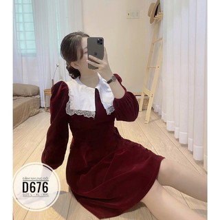 Bigsize Đầm nhung đỏ D676
