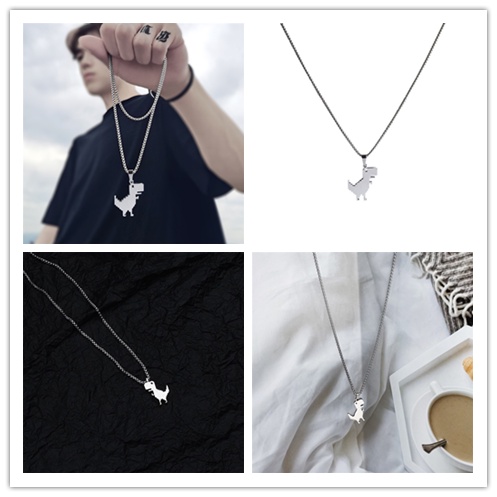 Vòng cổ Thép Titan Mặt Hình Khủng Long Phong Cách Hip Hop Thời Trang Hàn Quốc