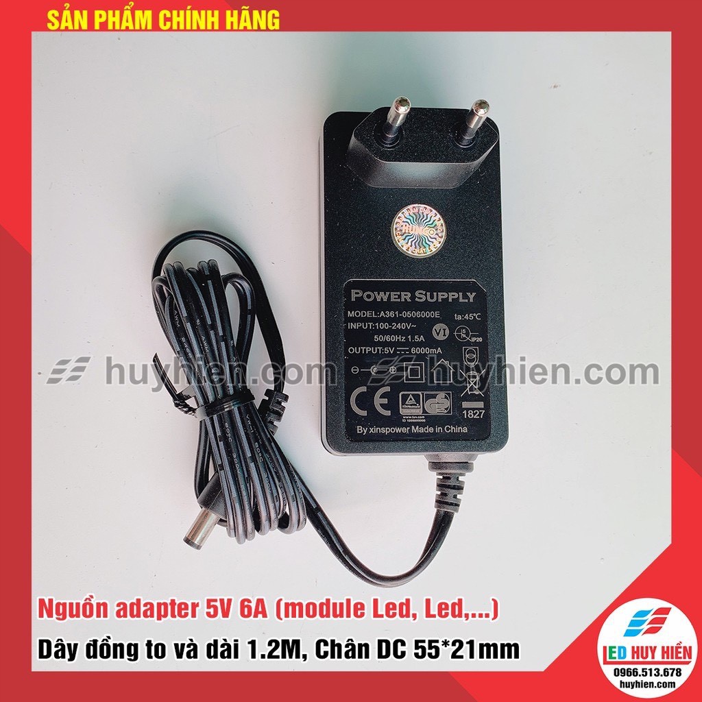 Nguồn 5V 6A (30W) nhựa chất lượng, (nguồn adapter 5V6A 30W chính hãng) A361