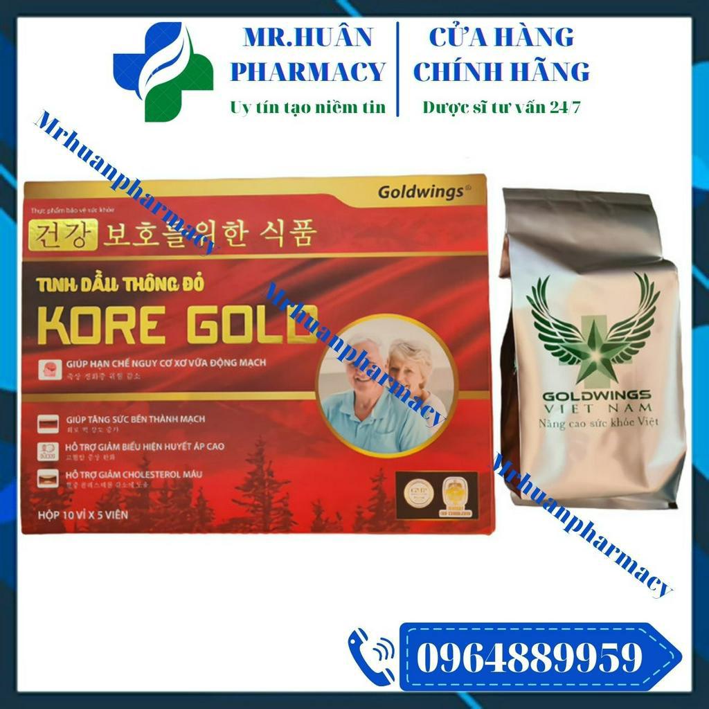 Tinh Dầu Thông Đỏ Kore Gold (Hộp 50 viên) - Giúp tăng sức bền thành mạch, hỗ trợ giảm biểu hiện huyết áp cao, mỡ máu