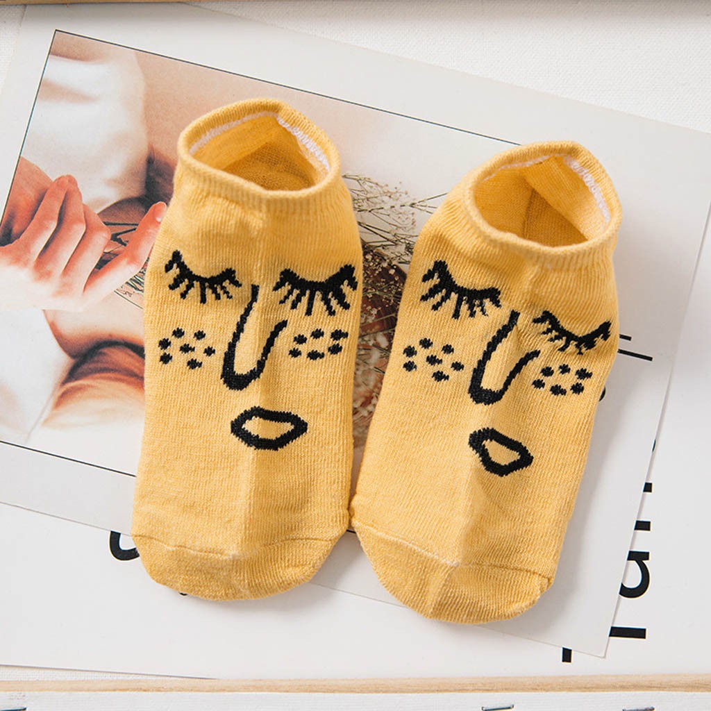 [Set 5 Đôi] Tất Vớ Nữ Thun Cotton Hình Gương Mặt Biểu Cảm Buta TN15