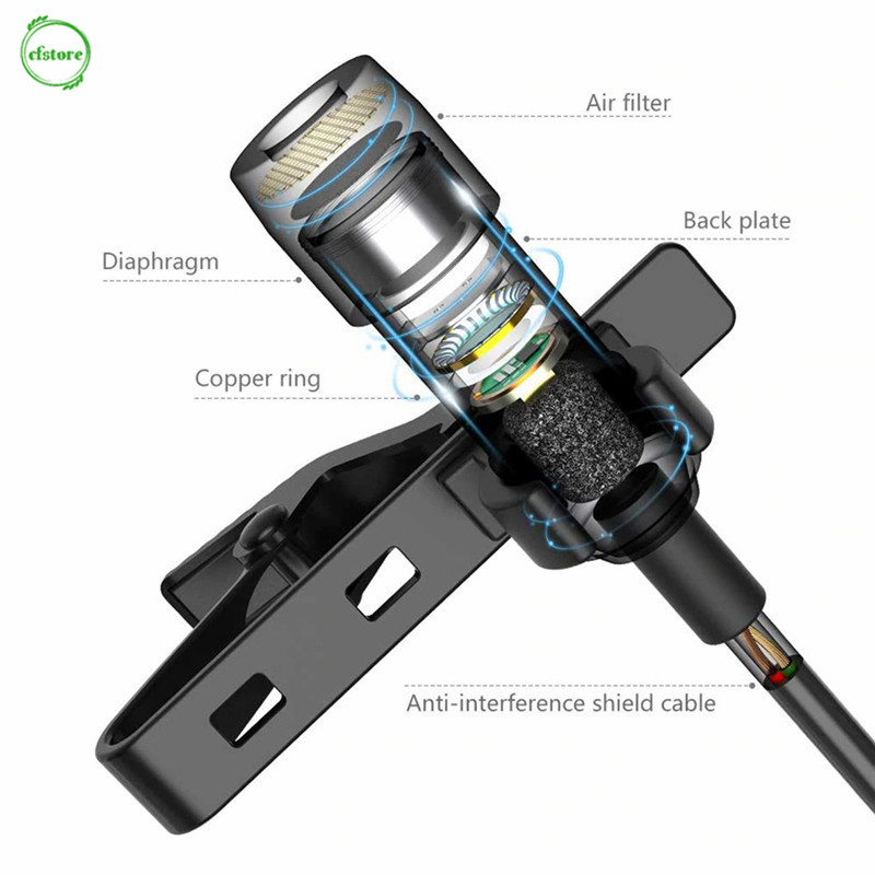 CF Type-C Mini Portable Microphone Condenser Clip-on Lapel Mic Wired Microphone for Phone for Laptop