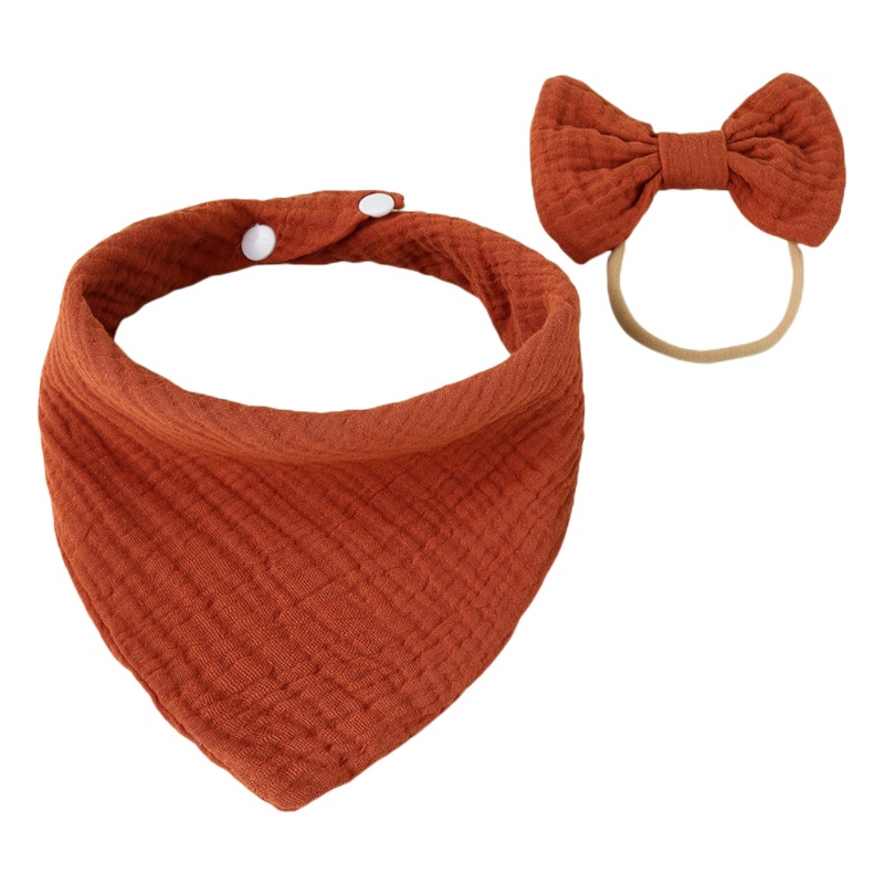 Khăn Bandana Vải Cotton Mềm Màu Trơn Đính Nơ Xinh Xắn Cho Bé Sơ Sinh