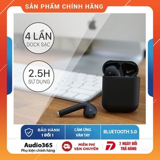Tai nghe bluetooth nhét tai không dây cao cấp i12 cảm biến vân tay một chạm chống ồn - Dùng cho cả IOS & Android