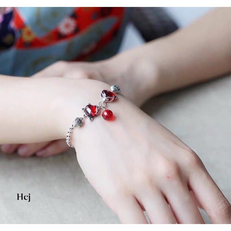 Bộ lắc tay lắc chân hồ ly bạc thái LINH MIU SILVER