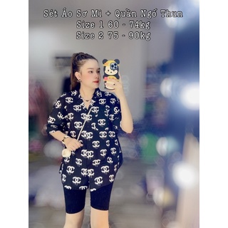 Set áo sơ mi + quần ngố thun