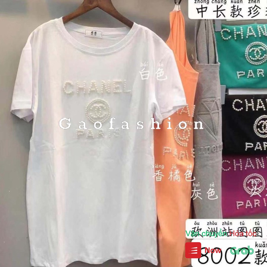 Áo thun tay lỡ / áo phông unisex form rộng đính đá logo.chaneI paris_G.A.O Fashion