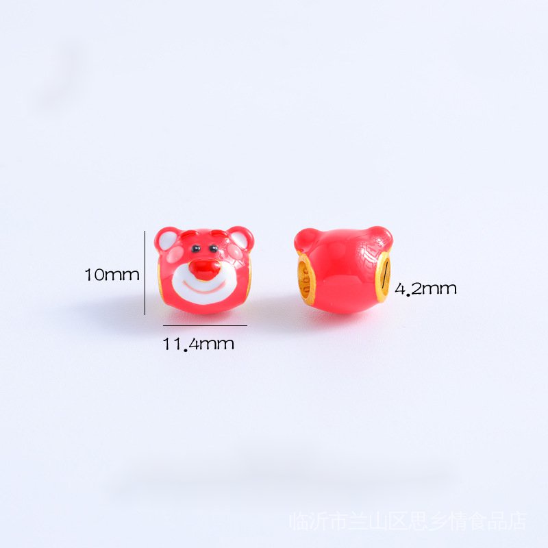 Vòng Đeo Tay Lỗ To Không Phai Màu Vàng Cát Đầu Gấu Hoạt Hình Cổ Điển