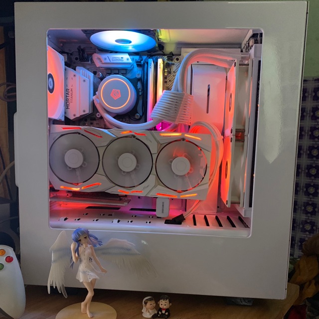 Card đồ hoạ AMD Asus RX 580 Rog Strix 8Gb 3 fan , Sơn Trắng Hàng Gamer siêu mát fulload 63 độ