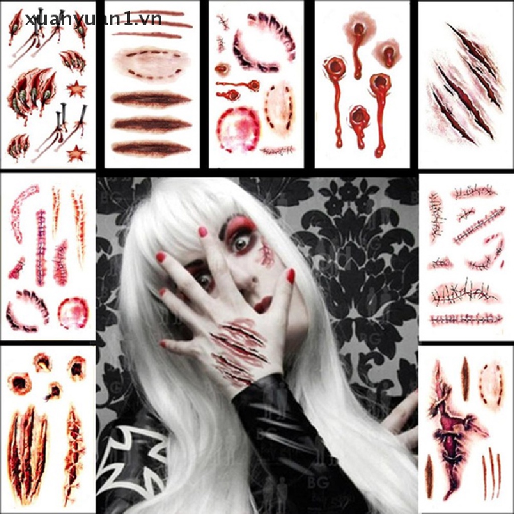 Hình Xăm Dán Vết Thương Chống Nước Phong Cách Halloween Độc Đáo