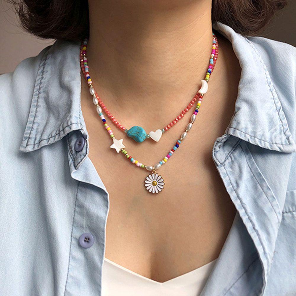 Vòng Cổ Choker Đính Hạt Hình Hoa Cúc Handmade Xinh Xắn Thời Trang Cho Nữ