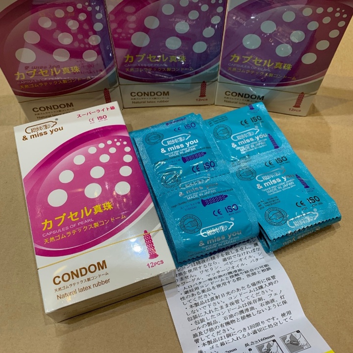 Bao Cao Su Miss You Gân Gai, Bcs Siêu Mỏng, K.Dài T.Gian, Size 52mm, Nhiều Gel Bôi Trơn (Hộp 12C)