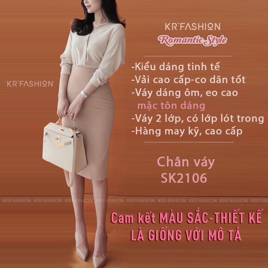Chân váy dài công sở KRfashion SK2106 Hàn Quốc bút chì đẹp cạp cao 2 lớp, váy nữ dài ôm midi đen cao cấp dáng dài
