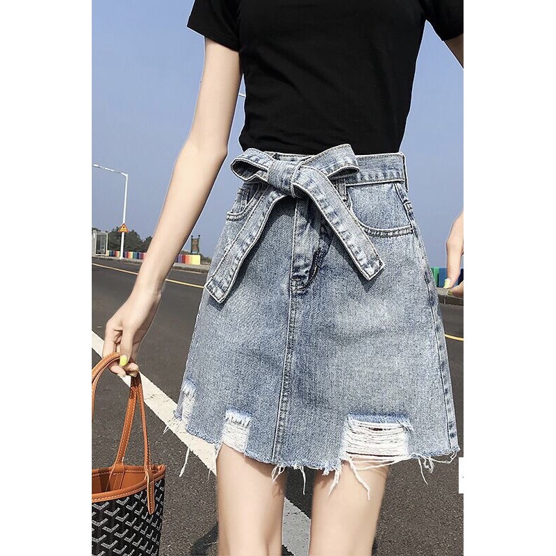 Chân váy jean bò chữ A lưng cao chất đẹp thích hợp cho mùa hè | BigBuy360 - bigbuy360.vn