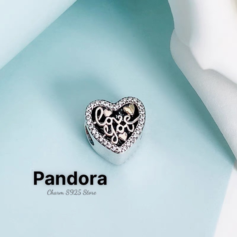 charm pan xỏ ngang love you bạc s925 cao cấp