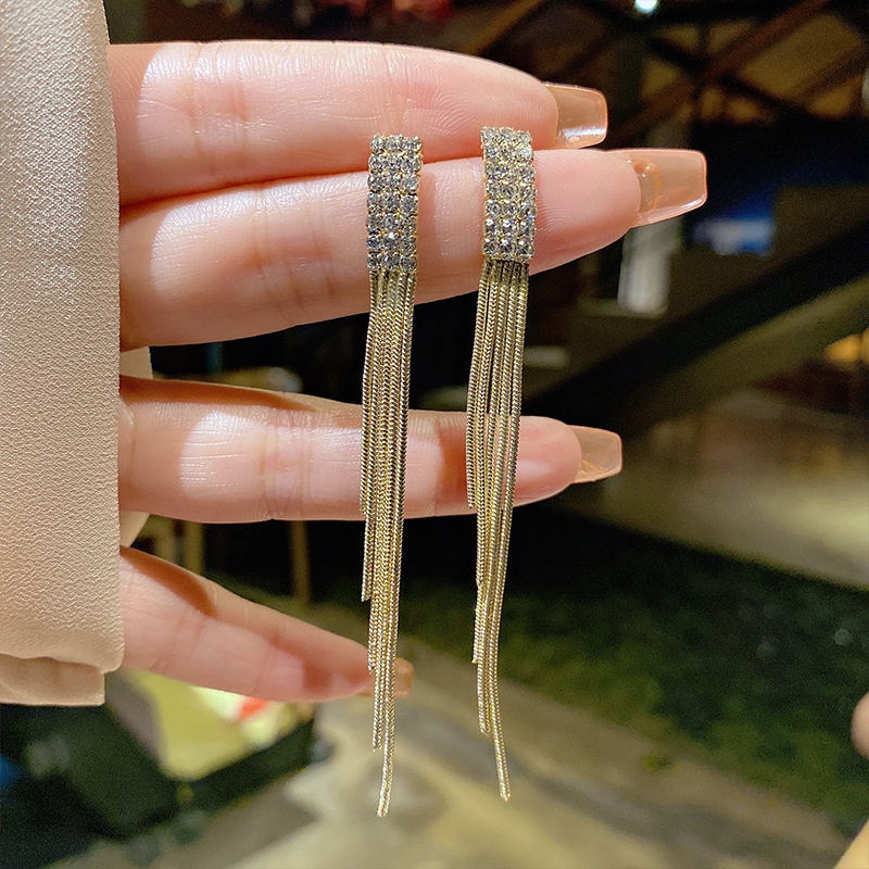 Bông Tai Dáng Dài Đính Đá Thời Trang Cao Cấp