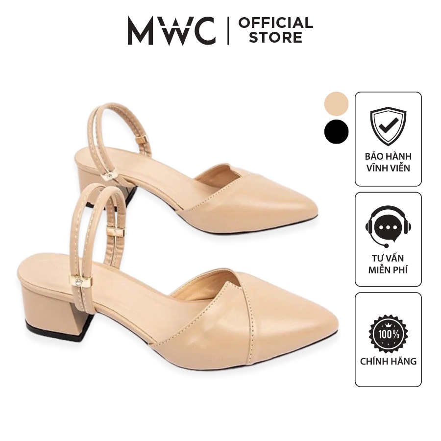 Giày MWC 3816 - Giày Cao Gót Đế Vuông 5CM Bít Mũi Quai Hậu