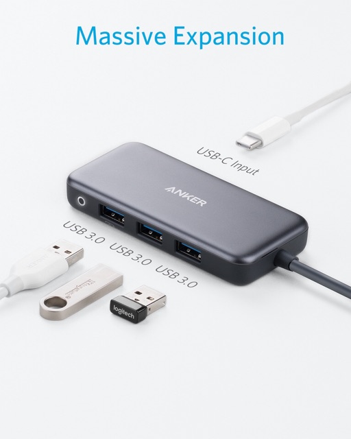 [Mã ELMS5 giảm 7% đơn 300K] Hub Type C ra cổng USB 3.0 Anker 4in1 hỗ trợ sạc nhanh PD 60W a8321