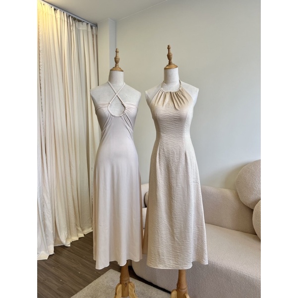 Đầm maxi cổ yếm hở lưng-lili